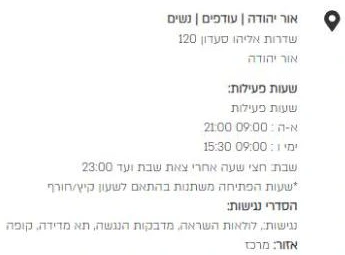 כרטיס סניף באיתור הסניפים של הרשת: כתובת, שעות פעילות וסימון חנות עודפים