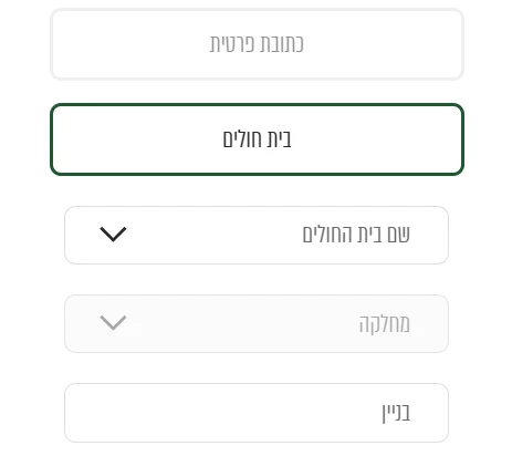 שדות משלוח לבית חולים באתר זר פור יו: שם בית החולים, מחלקה ובניין